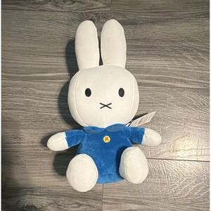 Miffy Miffy Rabbit Plush Stuffed Animal, White & Blue Bunny Outfit